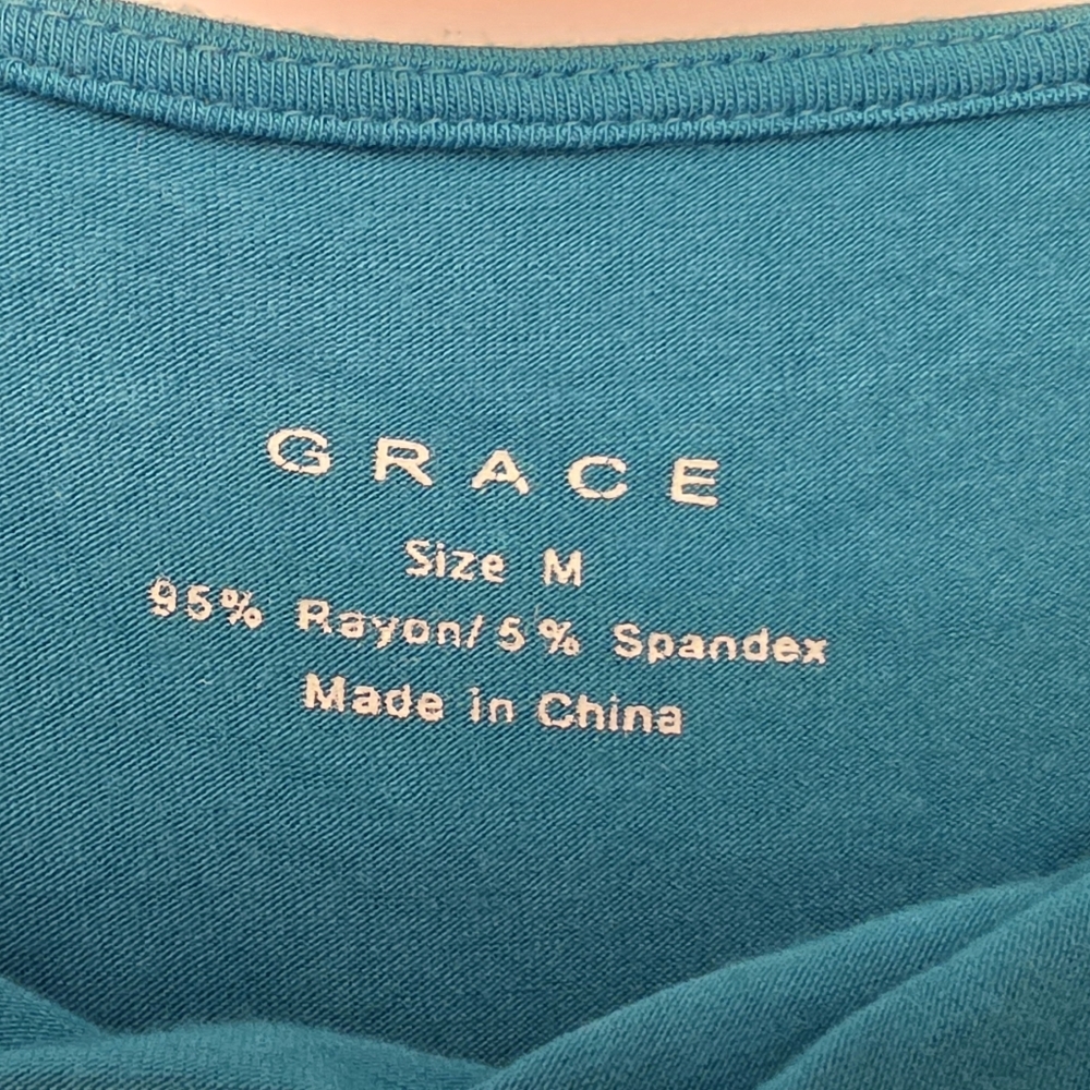 Grace Women's Turquoise Draped Neckline Sleeveless Top ~ Size Medium - Picture 4 of 9